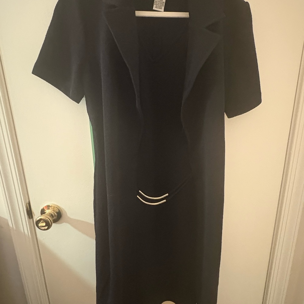 Scarlett Black Midi Dress with Gold Accents